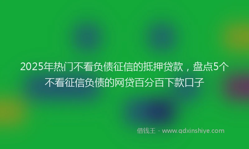 2025年热门不看负债征信的抵押贷款，盘点5个不看征信负债的网贷百分百下款口子