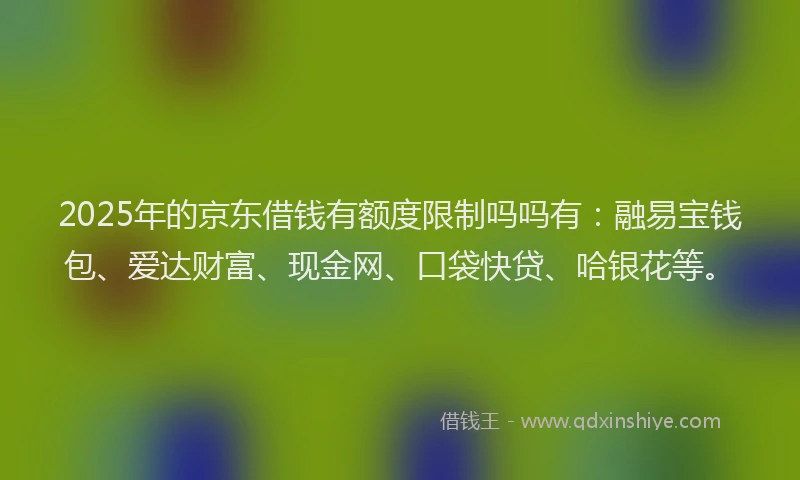 2025年的京东借钱有额度限制吗吗有：融易宝钱包、爱达财富、现金网、口袋快贷、哈银花等。