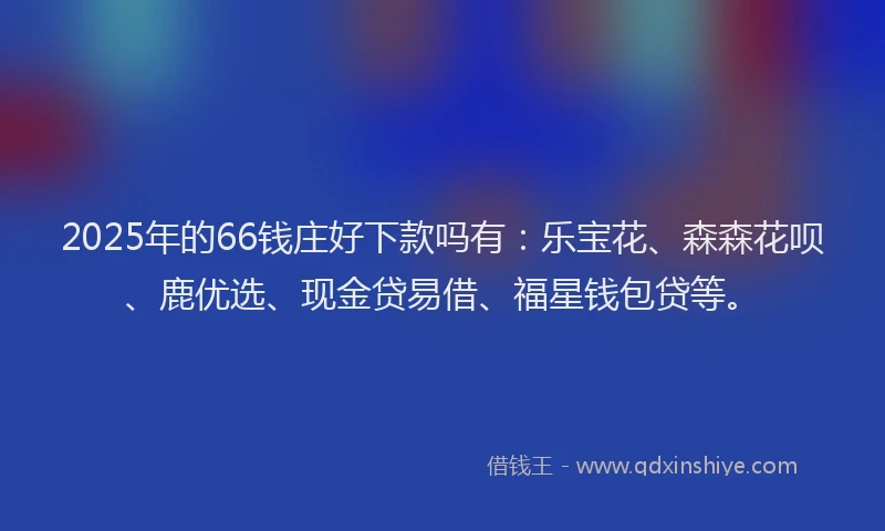 2025年的66钱庄好下款吗有：乐宝花、森森花呗、鹿优选、现金贷易借、福星钱包贷等。