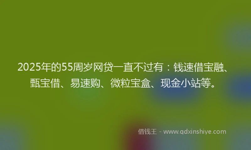 2025年的55周岁网贷一直不过有：钱速借宝融、甄宝借、易速购、微粒宝盒、现金小站等。