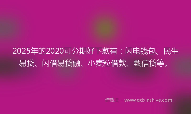 2025年的2020可分期好下款有：闪电钱包、民生易贷、闪借易贷融、小麦粒借款、甄信贷等。