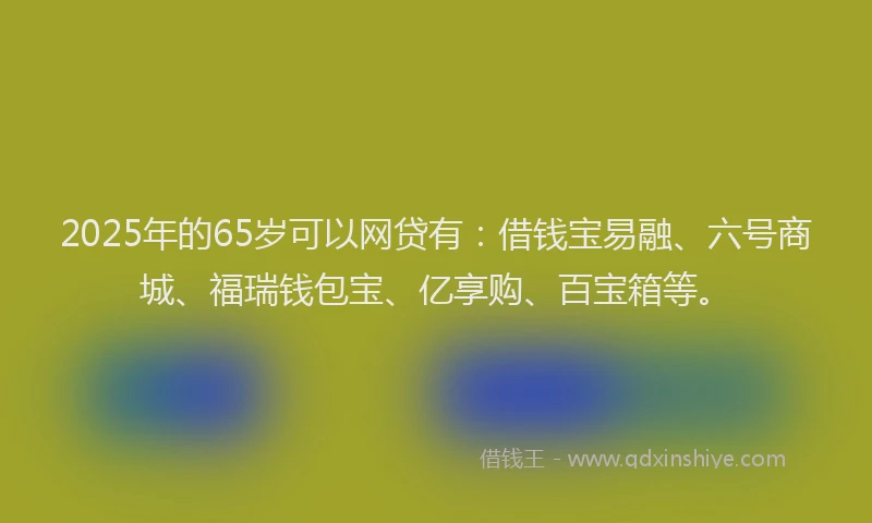 2025年的65岁可以网贷有：借钱宝易融、六号商城、福瑞钱包宝、亿享购、百宝箱等。