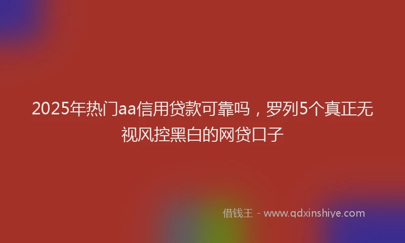 2025年热门aa信用贷款可靠吗，罗列5个真正无视风控黑白的网贷口子
