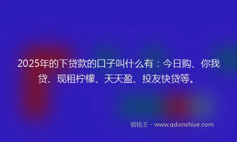 2025年的下贷款的口子叫什么有：今日购、你我贷、现租柠檬、天天盈、投友快贷等。