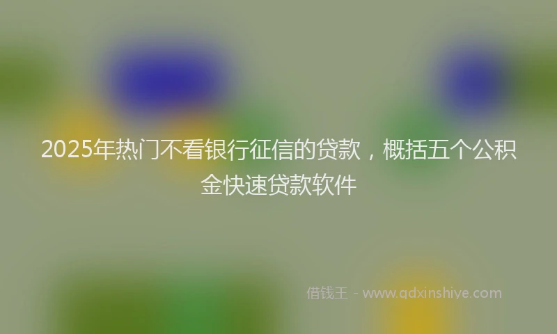 2025年热门不看银行征信的贷款，概括五个公积金快速贷款软件