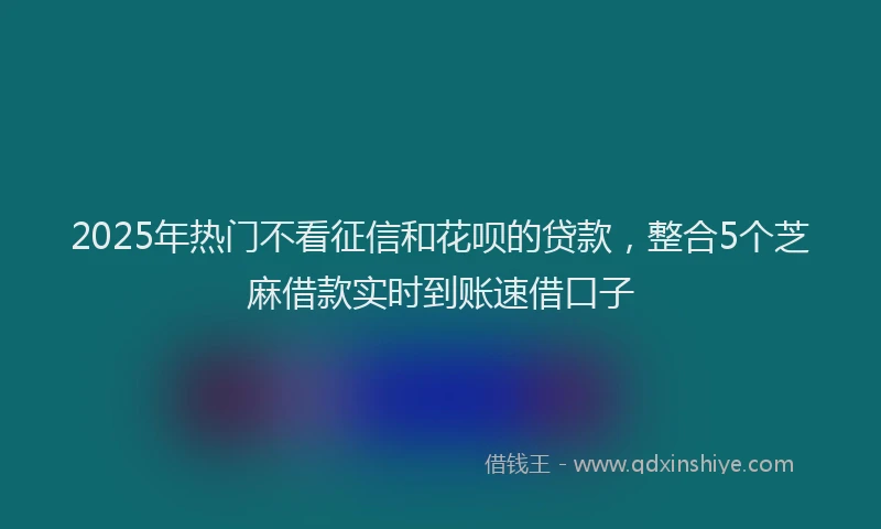 2025年热门不看征信和花呗的贷款，整合5个芝麻借款实时到账速借口子