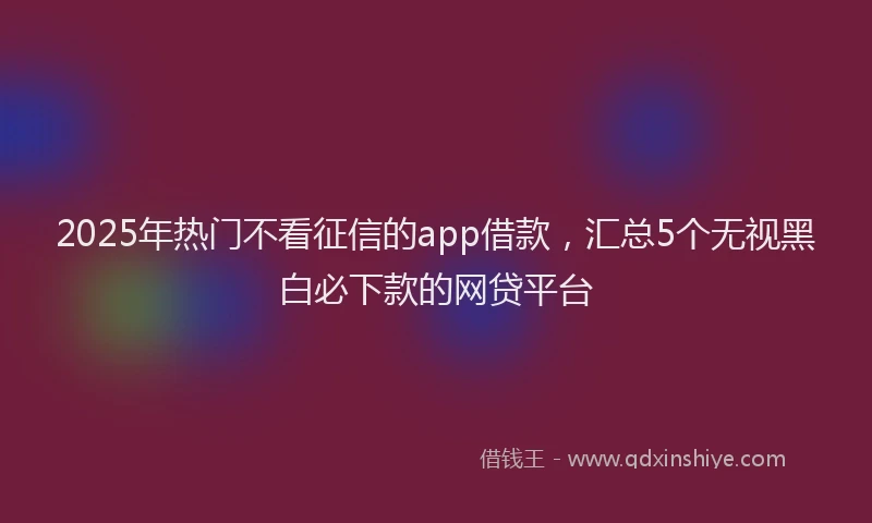 2025年热门不看征信的app借款，汇总5个无视黑白必下款的网贷平台