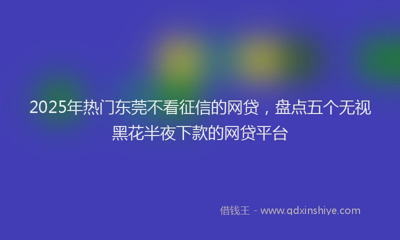 2025年热门东莞不看征信的网贷，盘点五个无视黑花半夜下款的网贷平台