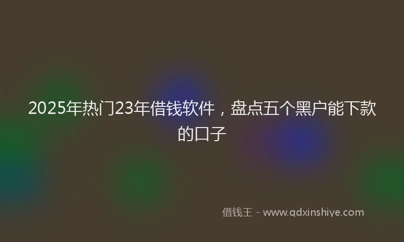 2025年热门23年借钱软件，盘点五个黑户能下款的口子