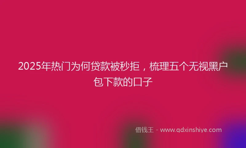 2025年热门为何贷款被秒拒，梳理五个无视黑户包下款的口子