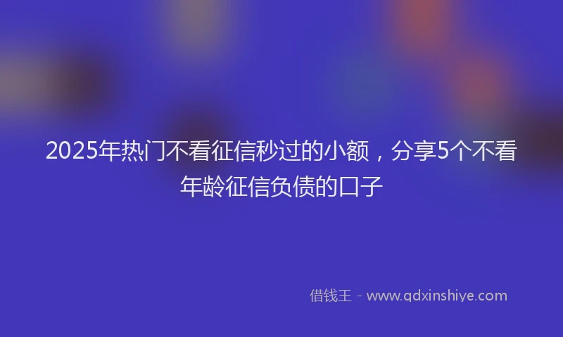 2025年热门不看征信秒过的小额，分享5个不看年龄征信负债的口子