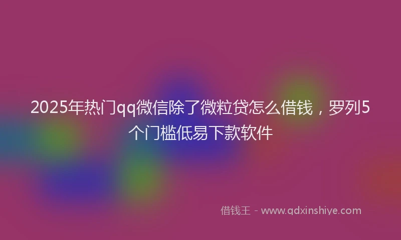 2025年热门qq微信除了微粒贷怎么借钱，罗列5个门槛低易下款软件