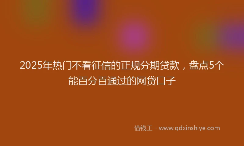 2025年热门不看征信的正规分期贷款，盘点5个能百分百通过的网贷口子