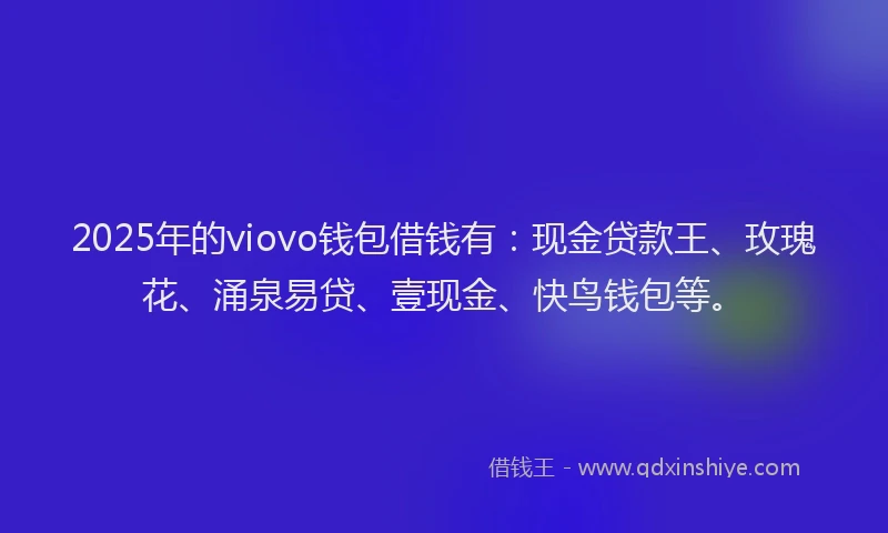 2025年的viovo钱包借钱有：现金贷款王、玫瑰花、涌泉易贷、壹现金、快鸟钱包等。