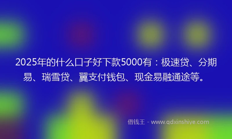 2025年的什么口子好下款5000有：极速贷、分期易、瑞雪贷、翼支付钱包、现金易融通途等。