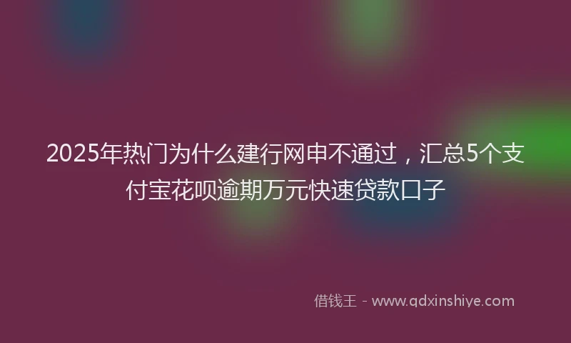 2025年热门为什么建行网申不通过，汇总5个支付宝花呗逾期万元快速贷款口子