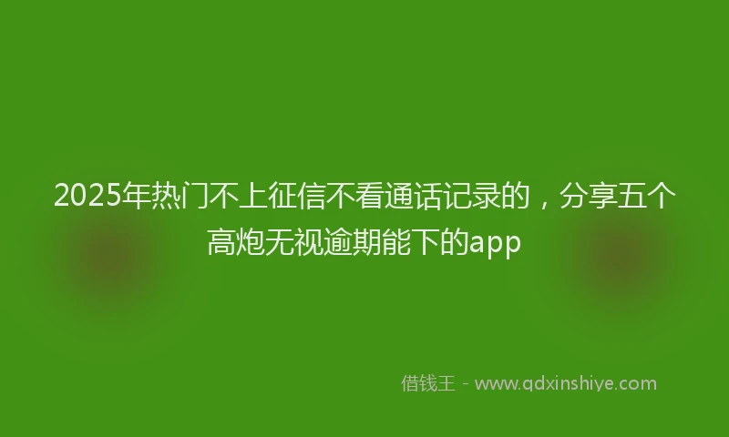 2025年热门不上征信不看通话记录的，分享五个高炮无视逾期能下的app