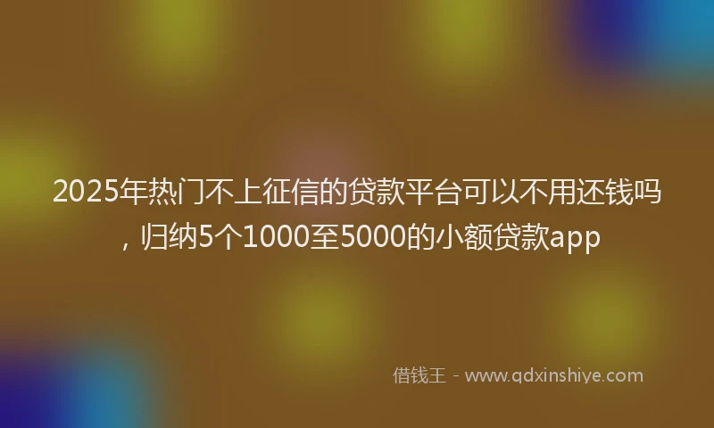 2025年热门不上征信的贷款平台可以不用还钱吗，归纳5个1000至5000的小额贷款app