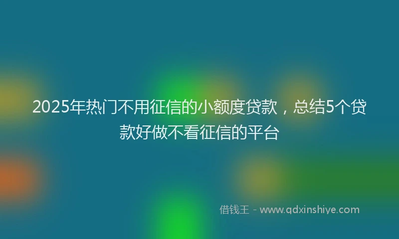 2025年热门不用征信的小额度贷款，总结5个贷款好做不看征信的平台