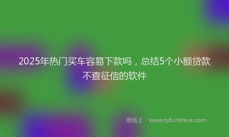 2025年热门买车容易下款吗，总结5个小额贷款不查征信的软件