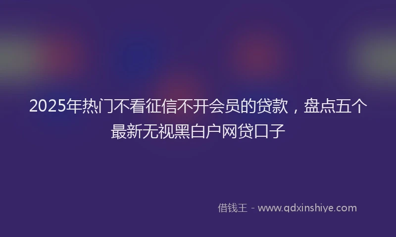 2025年热门不看征信不开会员的贷款，盘点五个最新无视黑白户网贷口子
