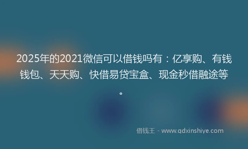 2025年的2021微信可以借钱吗有：亿享购、有钱钱包、天天购、快借易贷宝盒、现金秒借融途等。