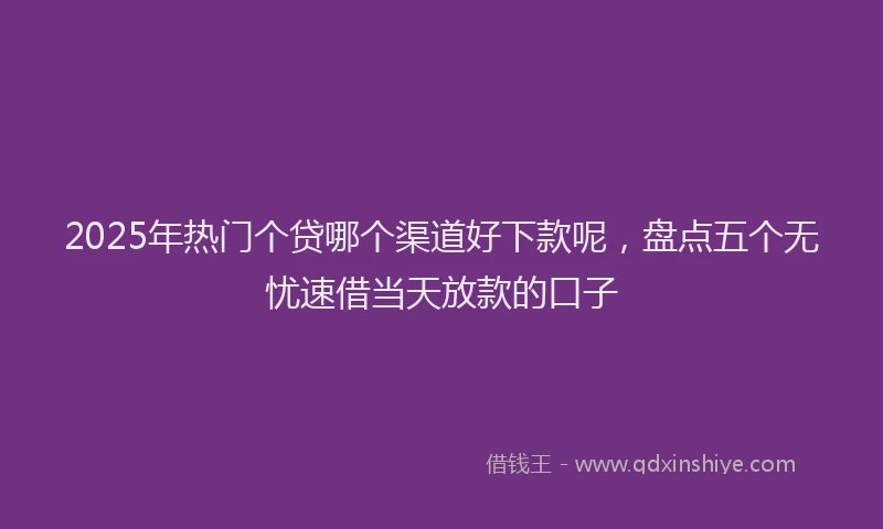 2025年热门个贷哪个渠道好下款呢，盘点五个无忧速借当天放款的口子