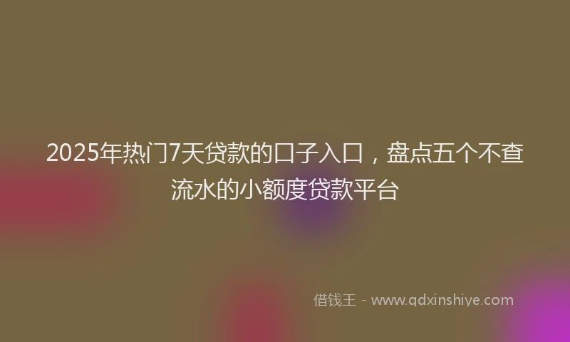 2025年热门7天贷款的口子入口，盘点五个不查流水的小额度贷款平台