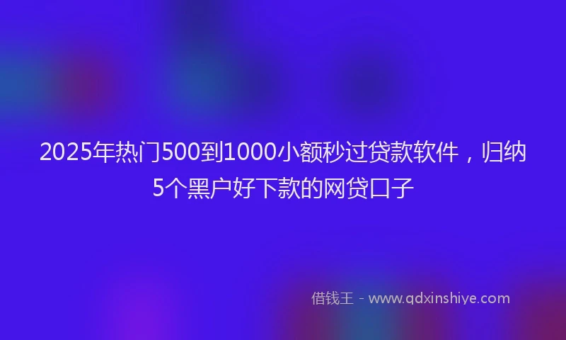 2025年热门500到1000小额秒过贷款软件，归纳5个黑户好下款的网贷口子