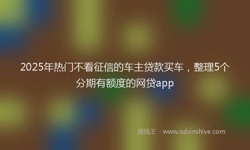 2025年热门不看征信的车主贷款买车，整理5个分期有额度的网贷app