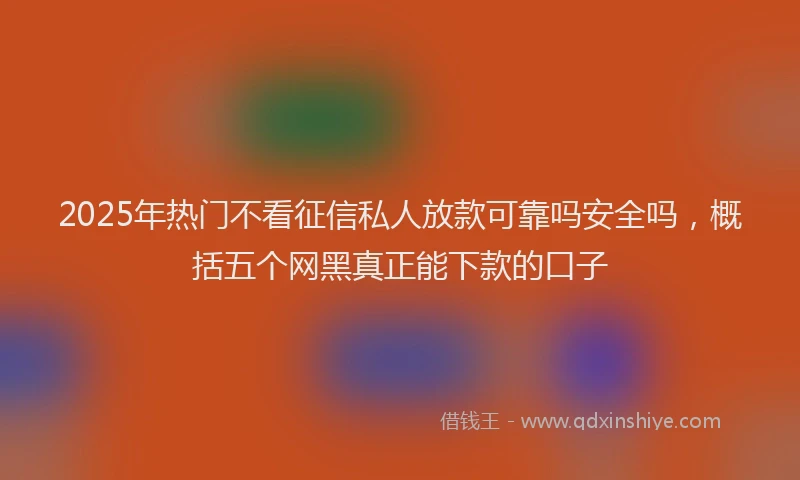 2025年热门不看征信私人放款可靠吗安全吗，概括五个网黑真正能下款的口子