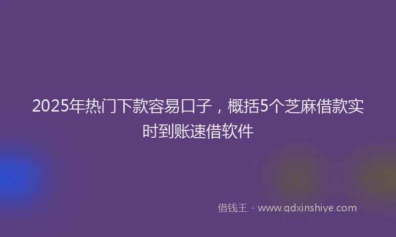 2025年热门下款容易口子，概括5个芝麻借款实时到账速借软件