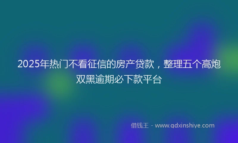 2025年热门不看征信的房产贷款，整理五个高炮双黑逾期必下款平台