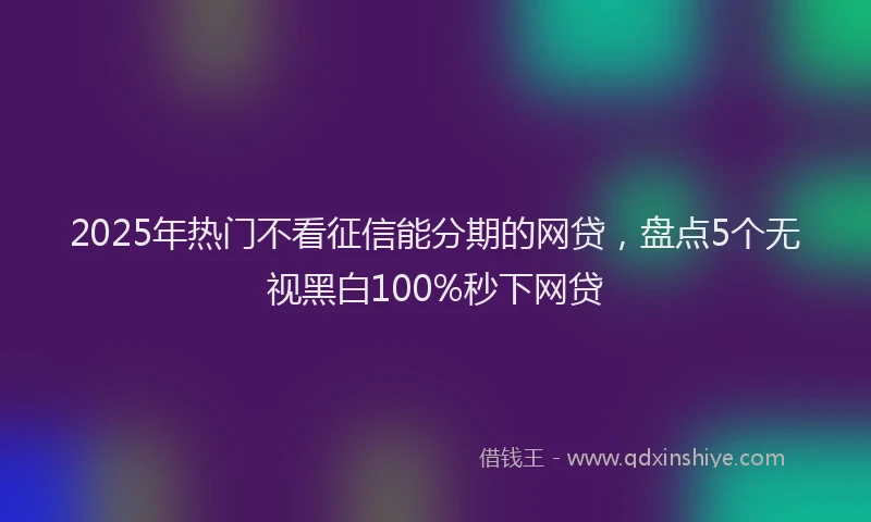 2025年热门不看征信能分期的网贷，盘点5个无视黑白100%秒下网贷