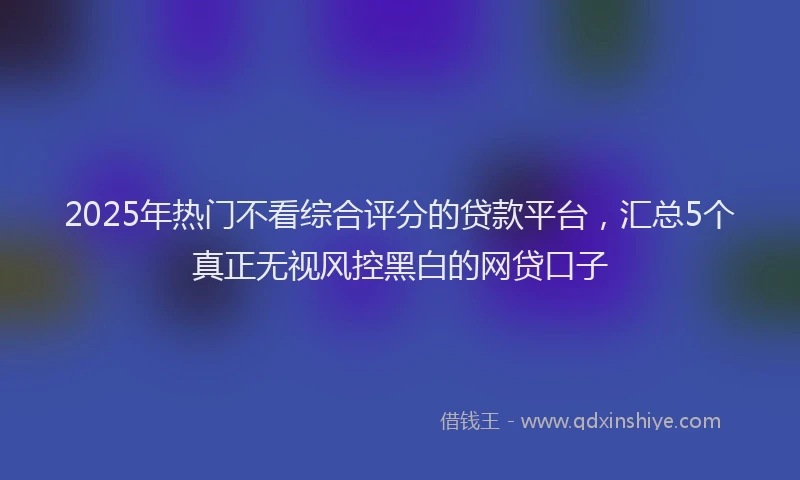 2025年热门不看综合评分的贷款平台，汇总5个真正无视风控黑白的网贷口子