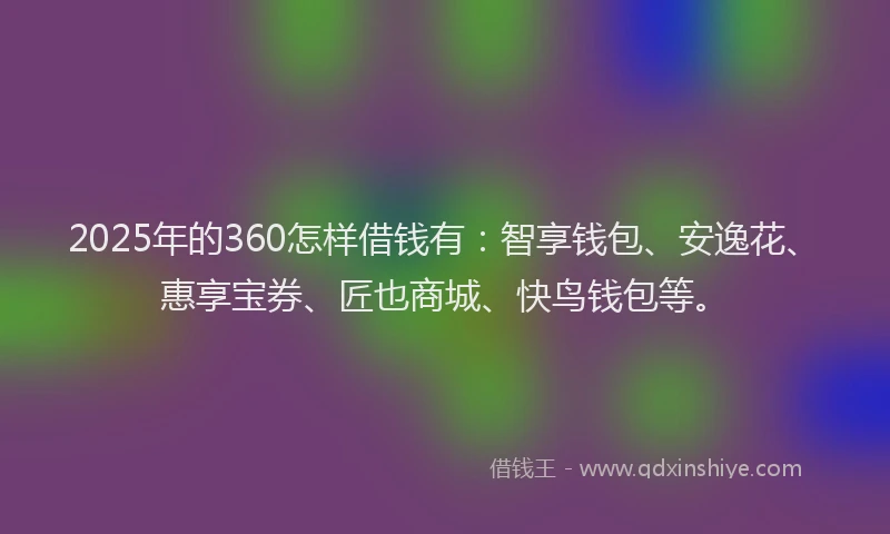 2025年的360怎样借钱有：智享钱包、安逸花、惠享宝券、匠也商城、快鸟钱包等。