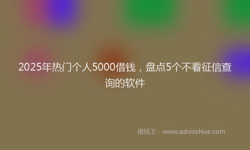 2025年热门个人5000借钱，盘点5个不看征信查询的软件
