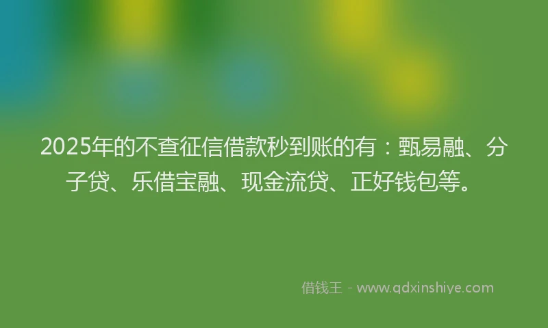 2025年的不查征信借款秒到账的有：甄易融、分子贷、乐借宝融、现金流贷、正好钱包等。