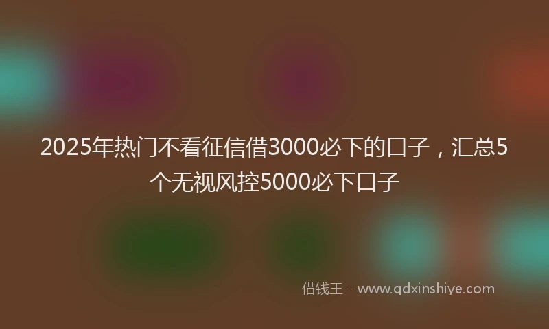 2025年热门不看征信借3000必下的口子，汇总5个无视风控5000必下口子