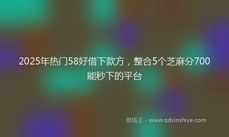 2025年热门58好借下款方，整合5个芝麻分700能秒下的平台