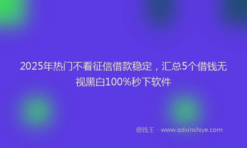 2025年热门不看征信借款稳定，汇总5个借钱无视黑白100%秒下软件