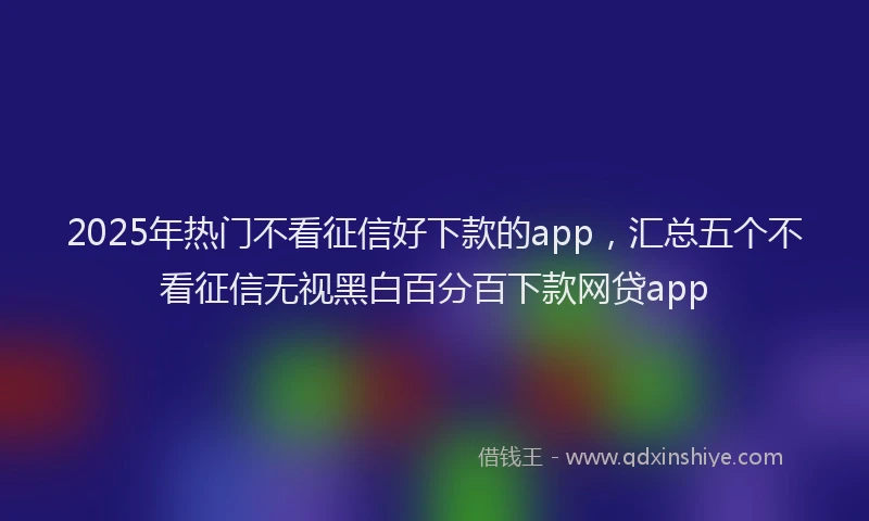 2025年热门不看征信好下款的app，汇总五个不看征信无视黑白百分百下款网贷app