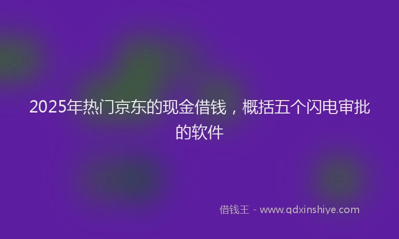 2025年热门京东的现金借钱，概括五个闪电审批的软件