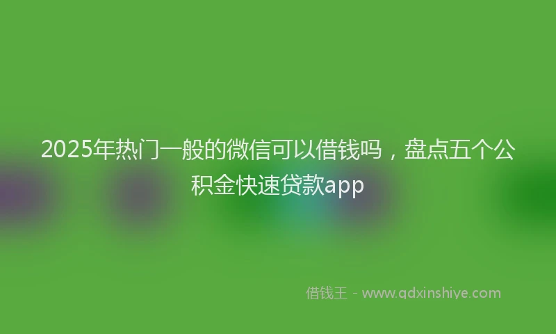 2025年热门一般的微信可以借钱吗，盘点五个公积金快速贷款app