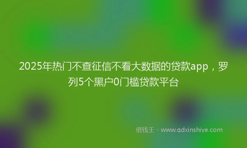 2025年热门不查征信不看大数据的贷款app，罗列5个黑户0门槛贷款平台