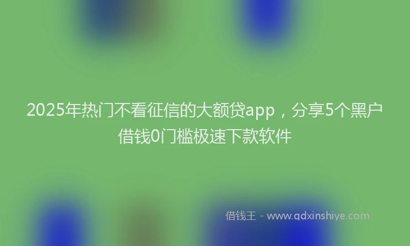 2025年热门不看征信的大额贷app，分享5个黑户借钱0门槛极速下款软件