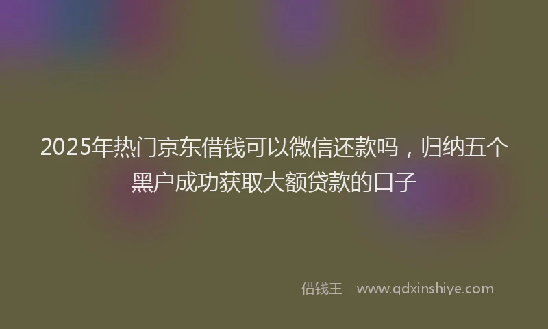 2025年热门京东借钱可以微信还款吗，归纳五个黑户成功获取大额贷款的口子