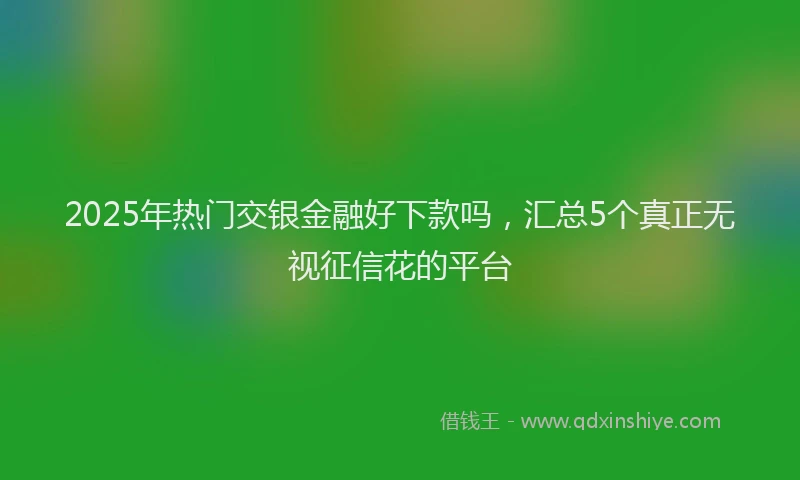 2025年热门交银金融好下款吗，汇总5个真正无视征信花的平台