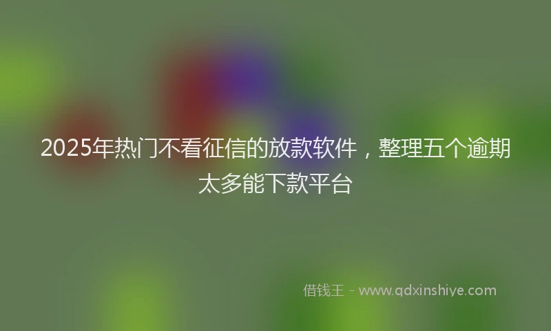 2025年热门不看征信的放款软件，整理五个逾期太多能下款平台