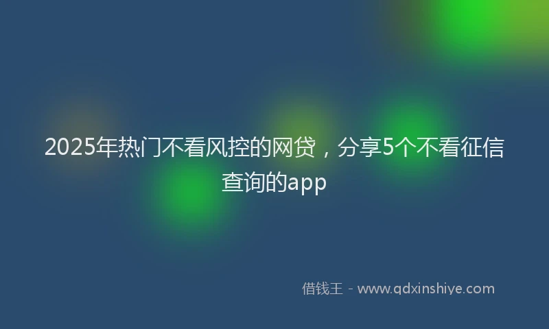 2025年热门不看风控的网贷，分享5个不看征信查询的app